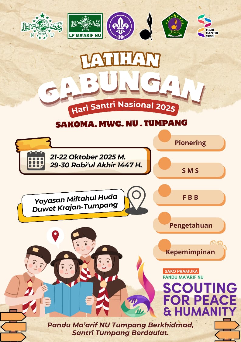 LATGAB PRAMUKA PANDU MA’ARIF MWC NU TUMPANG MERIAHKAN PERINGATAN HARI SANTRI NASIONAL 2025
